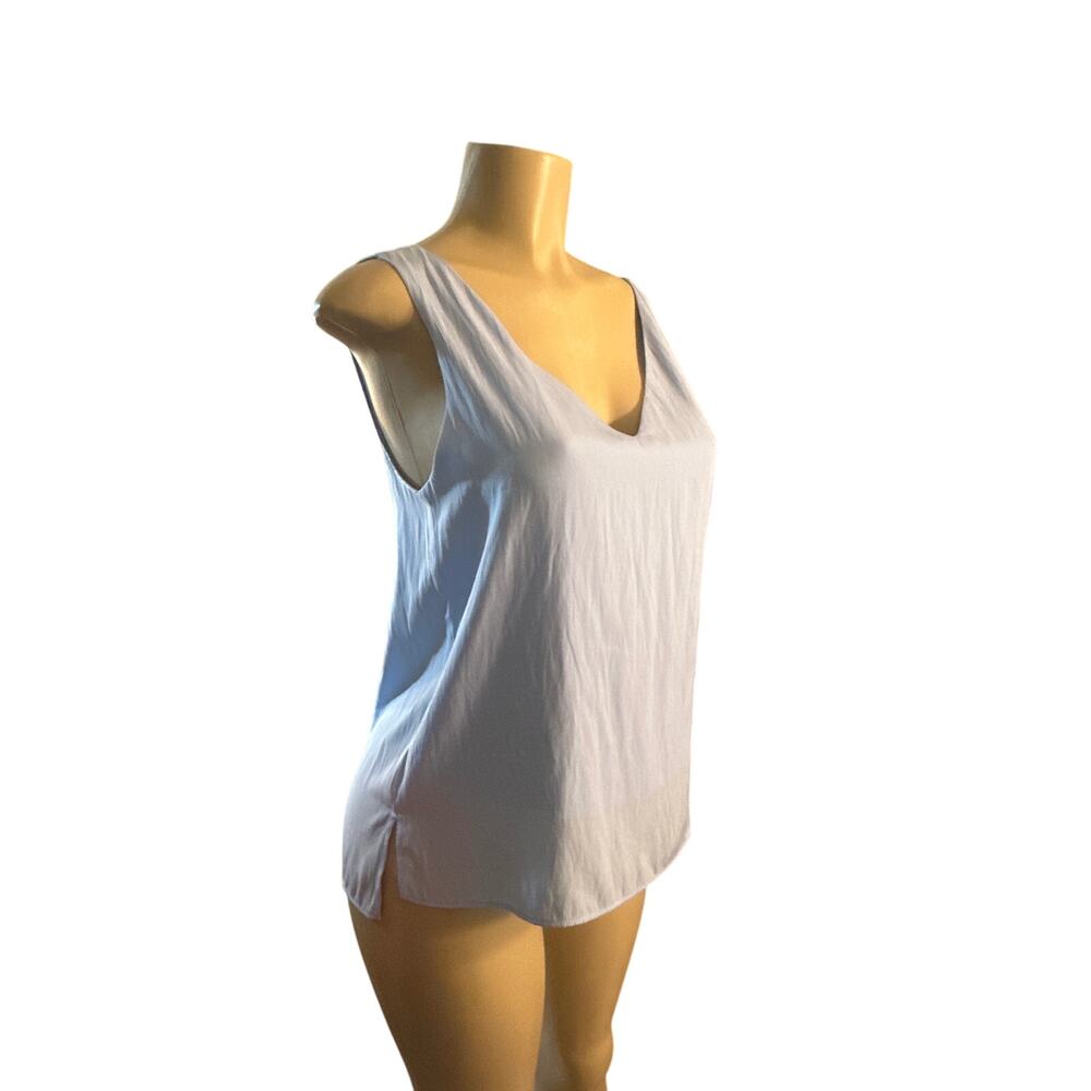Women US-S AUS-10 Mela Purdie Audrey Blue V-Neck Tank Top Sleeveless Blouse